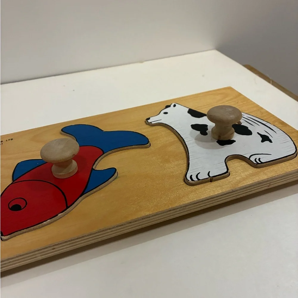 Easter Ducky Puzzle Animal Wooden Knob Puzzle  farm pet animals Toddler Puzzle